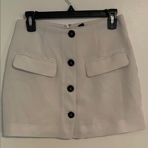 Forever 21 Cream Button-Down Mini Skirt